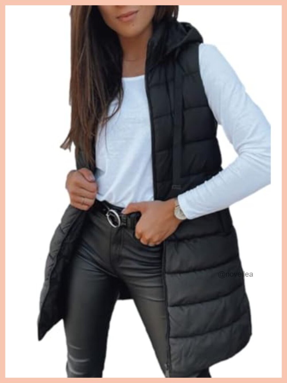 Women's Sleeveless Puffer Vest Long Hooded Quilted Vest